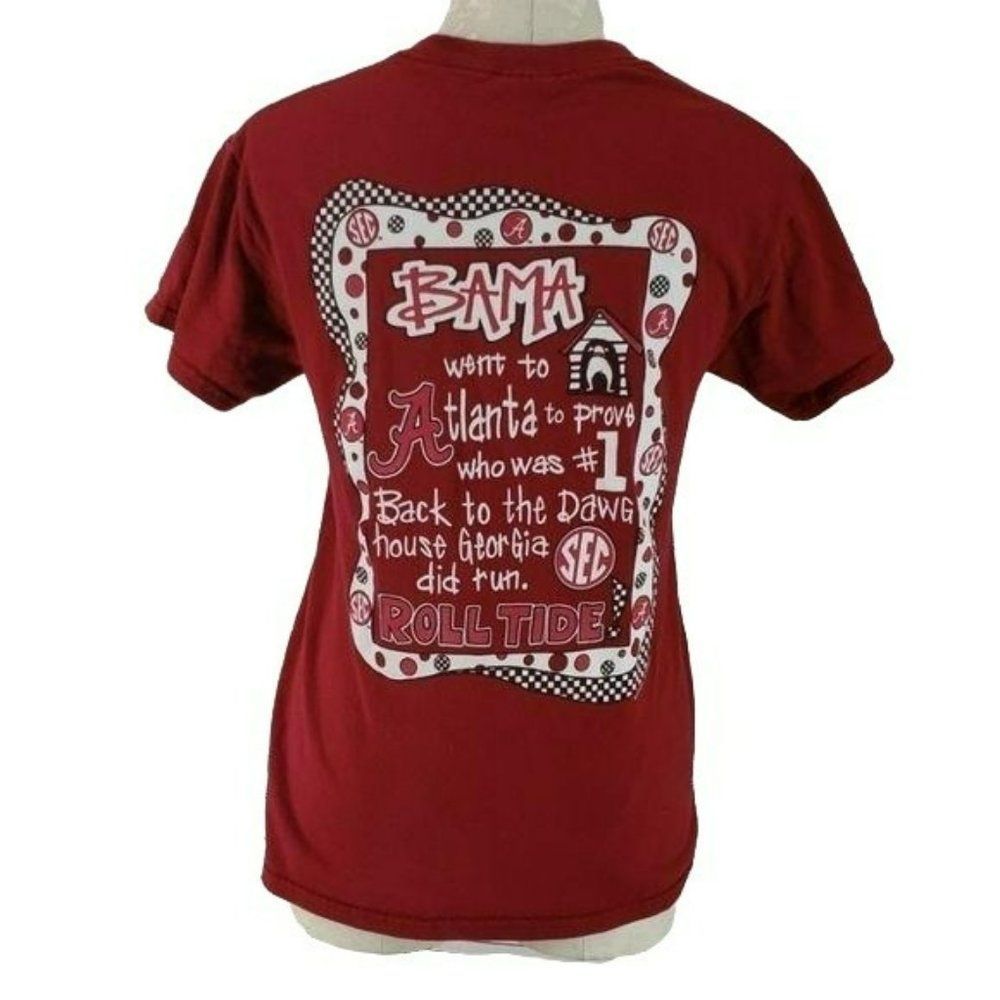 Gildan Bama Girls Roll Tide Alabama Georgia Red Short Sleeve‎ T Shirt Size Small